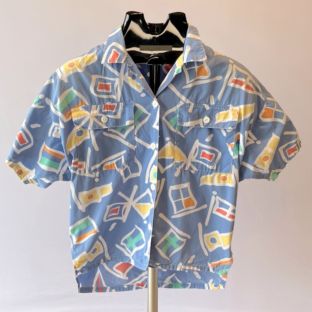 Vintage 90s Patterned Boscali Button Down Shirt - Petite